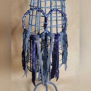 Bohemian Gypsy Rag Leather Lace & Velvet Hoop Earrings Artisian